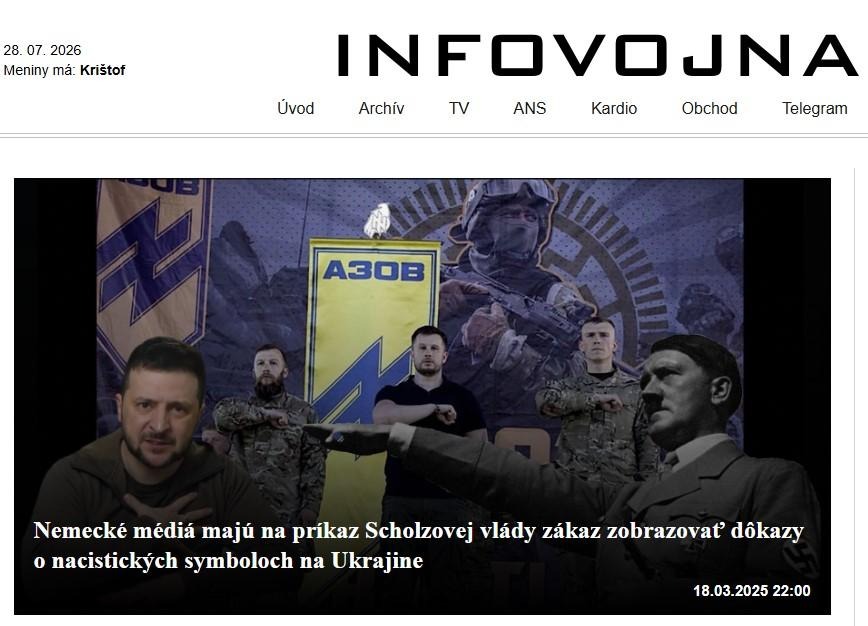 Zrzut ekranu z publikacji serwisu Infovojna