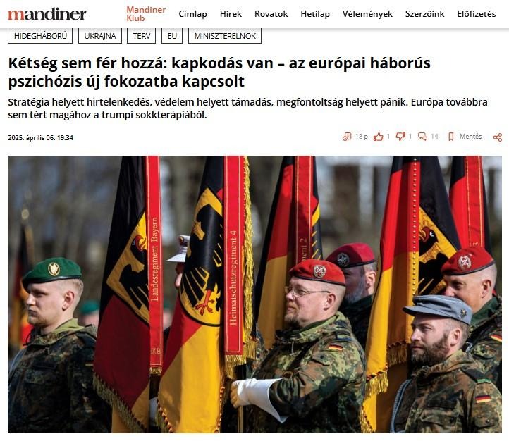 Zrzut ekranu z publikacji serwisu Mandiner