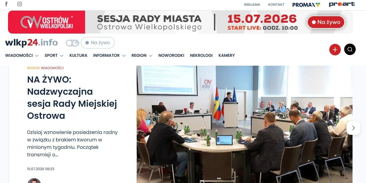 Zrzut ekranu z lokalnego serwisu wlkp24.info