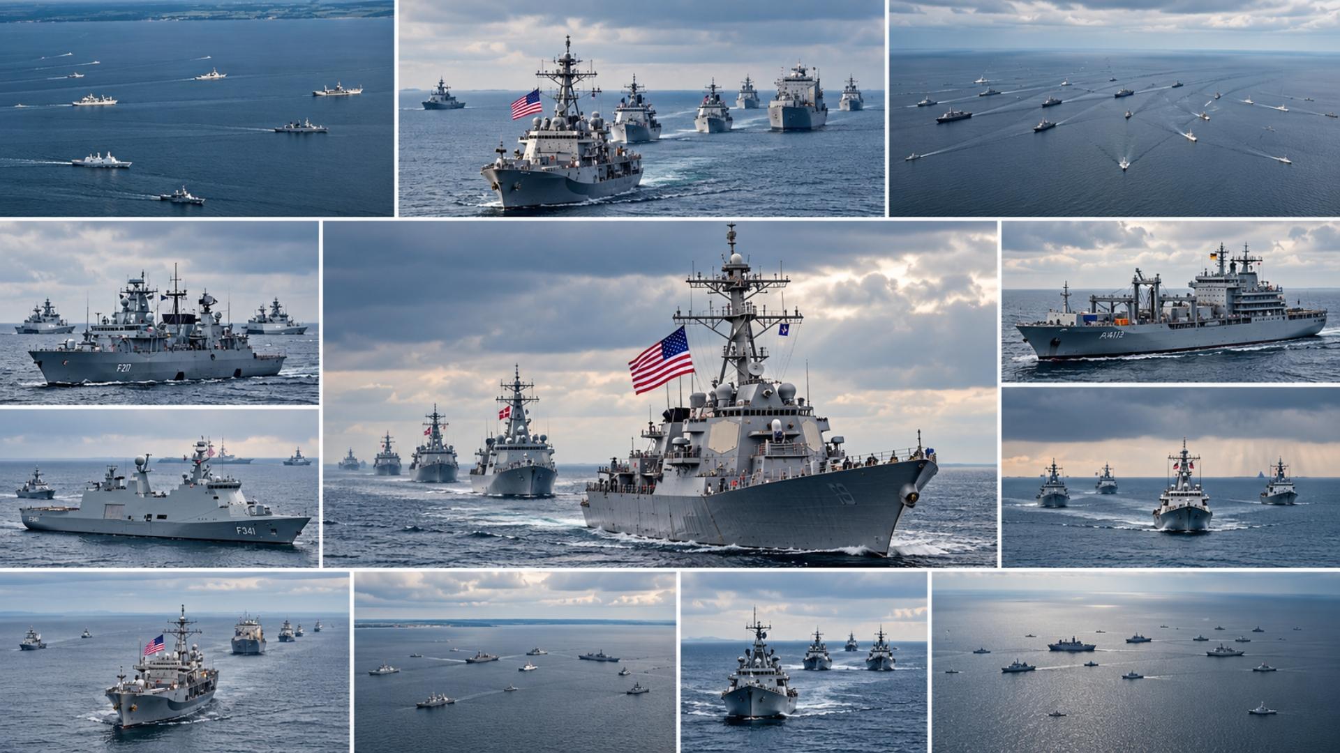 US and other NATO ships breaking formation in the Baltic Sea during the BALTOPS 2025 exercise.